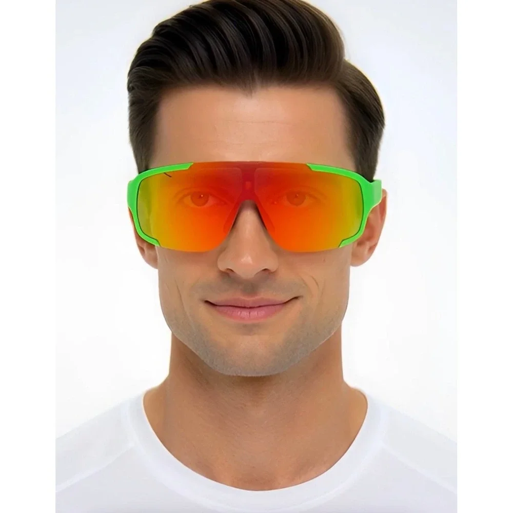 Shield Sunglasses Sport Cycling Running UV Protection Neon Green Driving Outdoor
